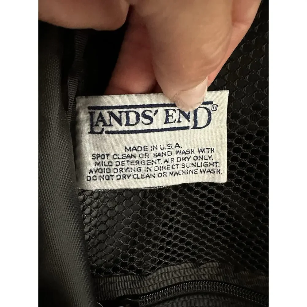 VTG Lands' End Carry On Luggage Black NYLON Garment Bag folding With Strap USA